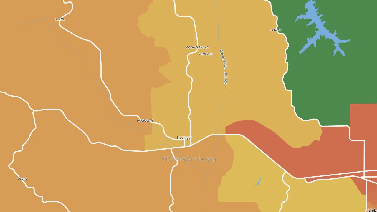 Novinger, MO Map of Murder Rates