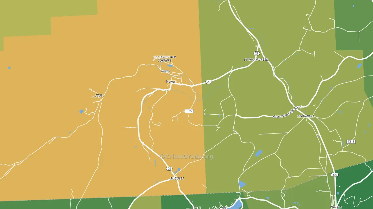 Noxen, PA Map of Murder Rates
