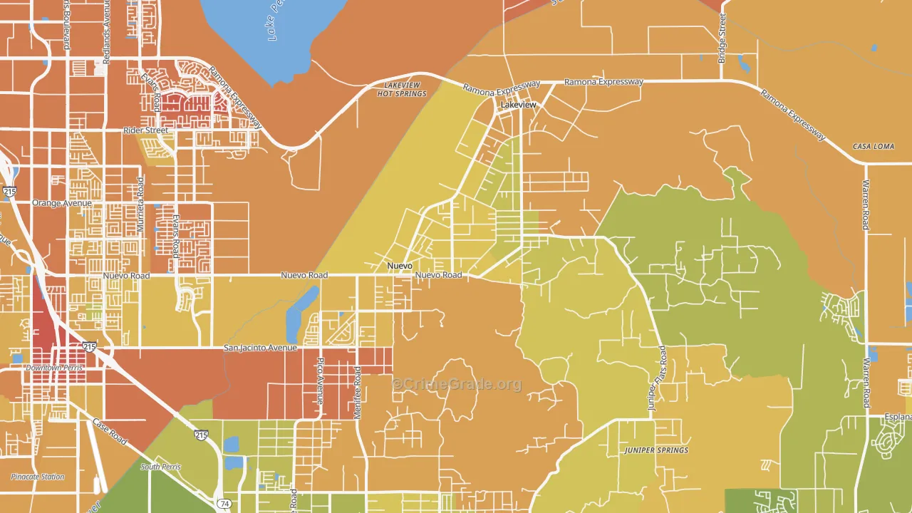 Nuevo, CA Map of Murder Rates