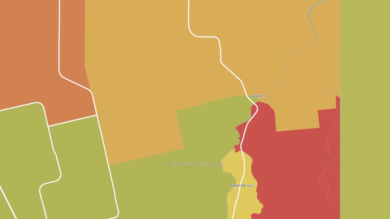 Nugent, TX Map of Murder Rates