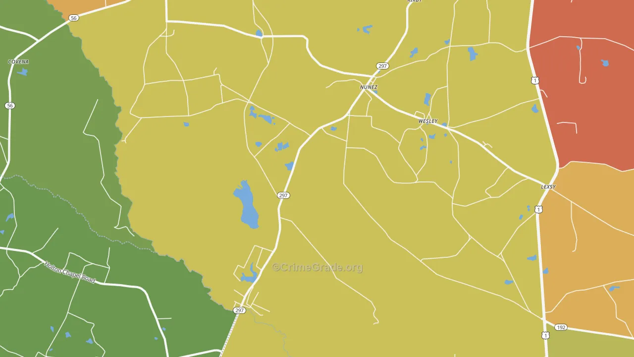Nunez, GA Map of Murder Rates