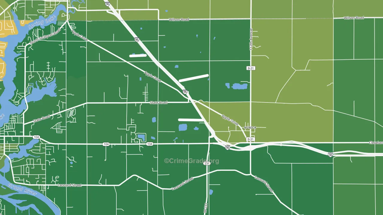 Nunica, MI Map of Murder Rates
