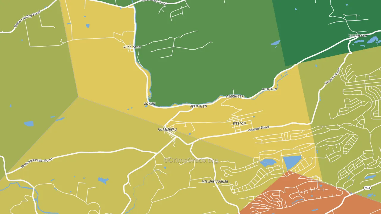 Nuremberg, PA Map of Murder Rates