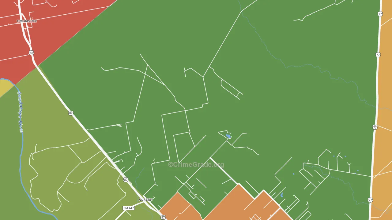 Nursery, TX Map of Murder Rates