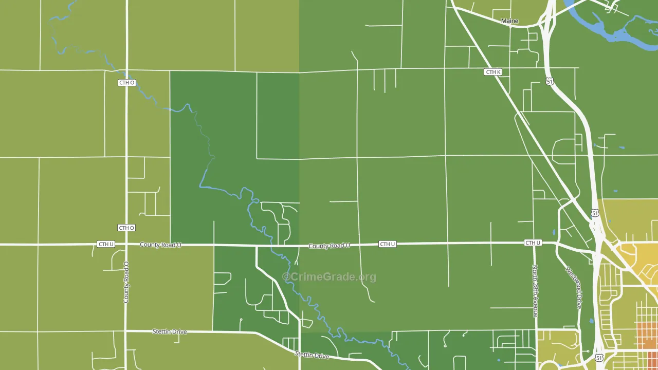 Nutterville, WI Map of Murder Rates