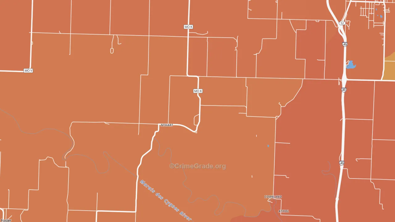 Nyhart, MO Map of Murder Rates