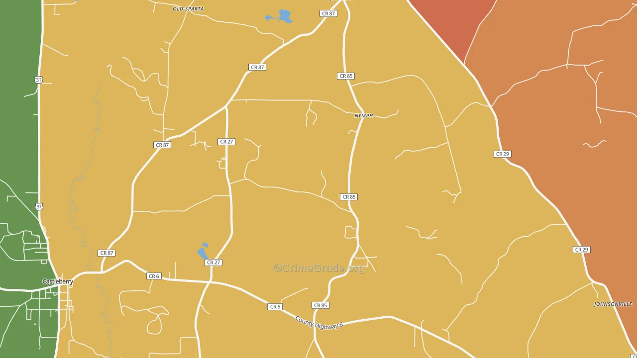 Nymph, AL Map of Murder Rates