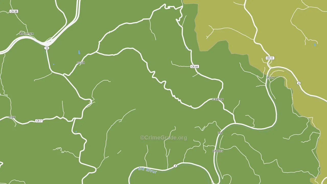 O'Brion, WV Map of Murder Rates