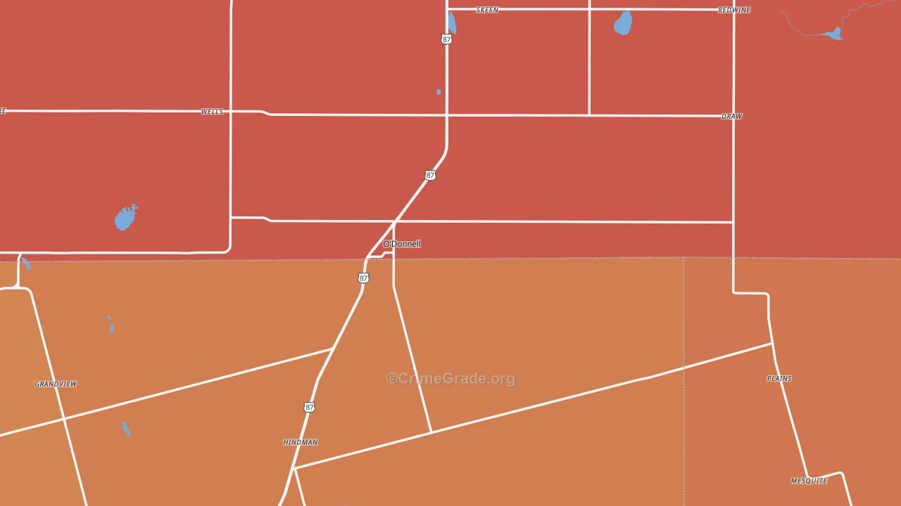 O'Donnell, TX Map of Murder Rates