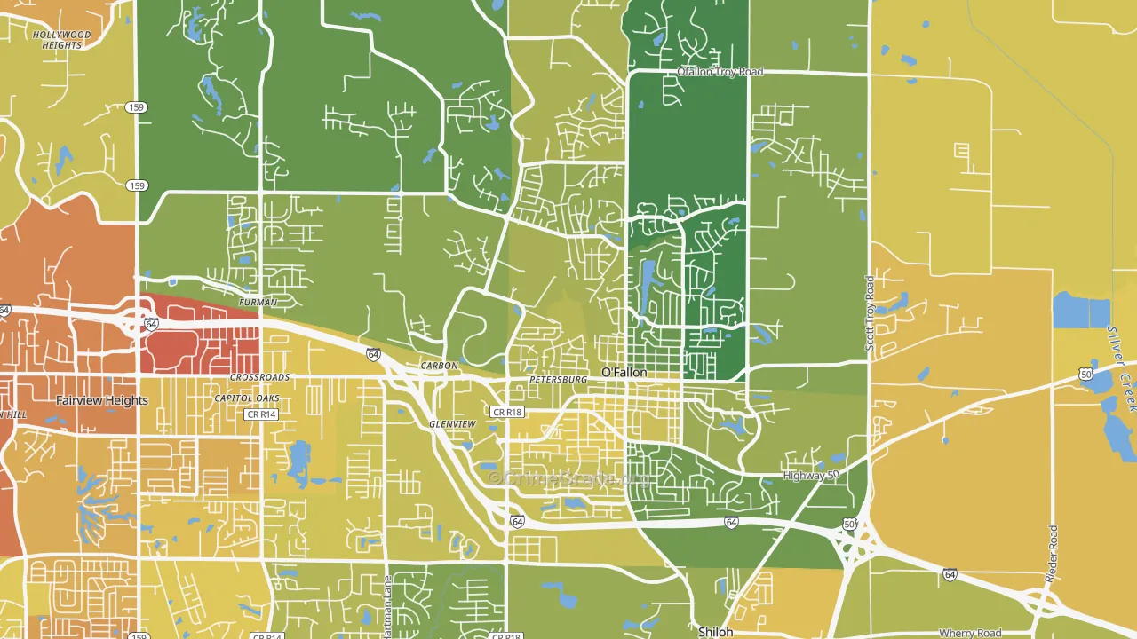 O'Fallon, IL Map of Murder Rates