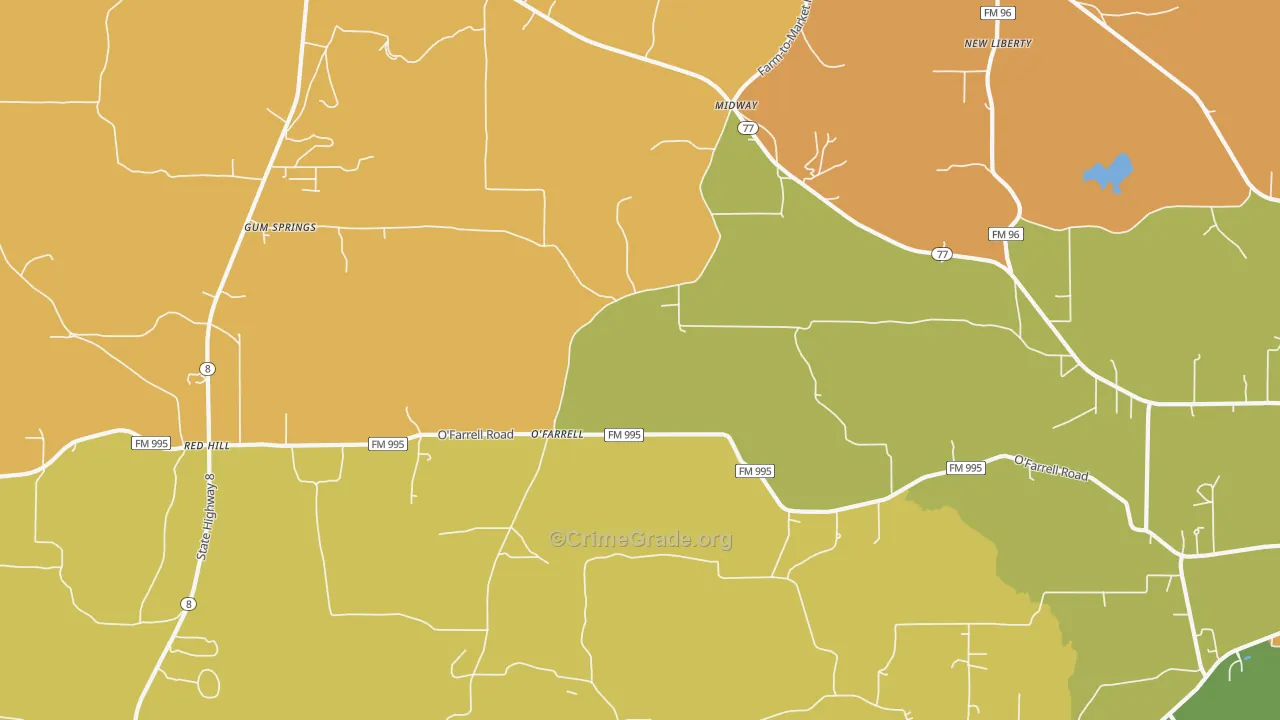 O'Farrell, TX Map of Murder Rates