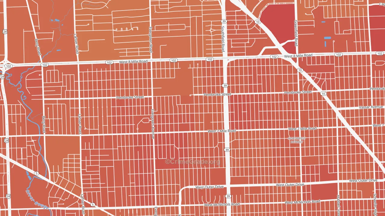 O Hair Park, Detroit, MI Map of Murder Rates