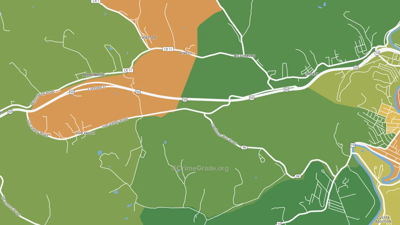 O'neil, WV Map of Murder Rates