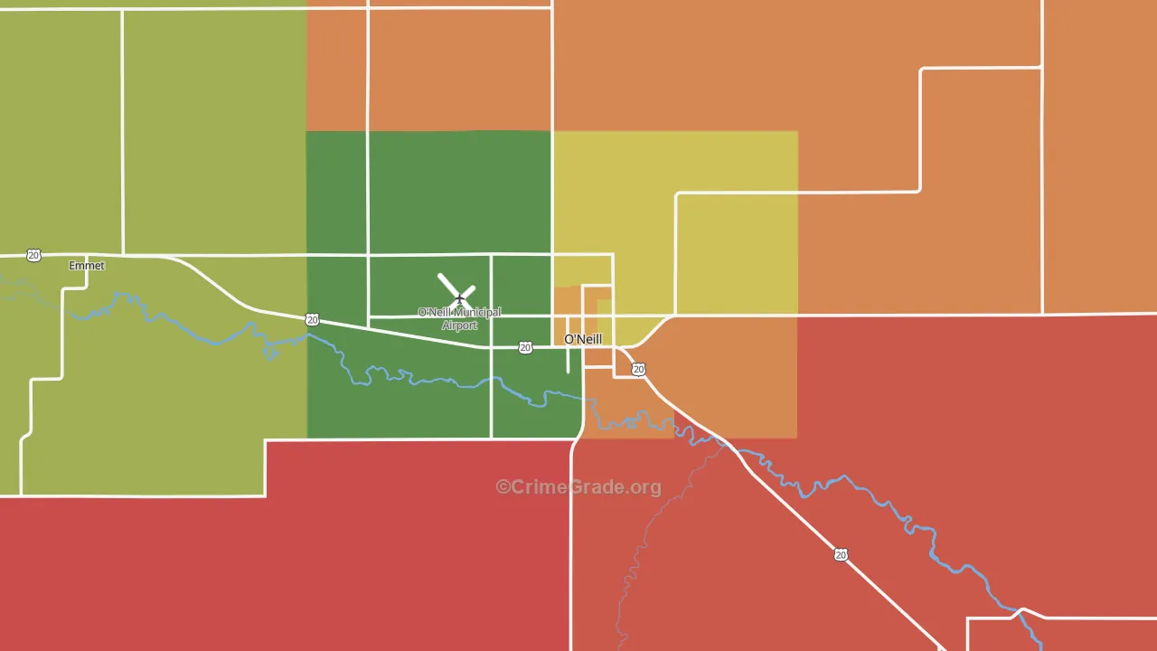 O'Neill, NE Map of Murder Rates