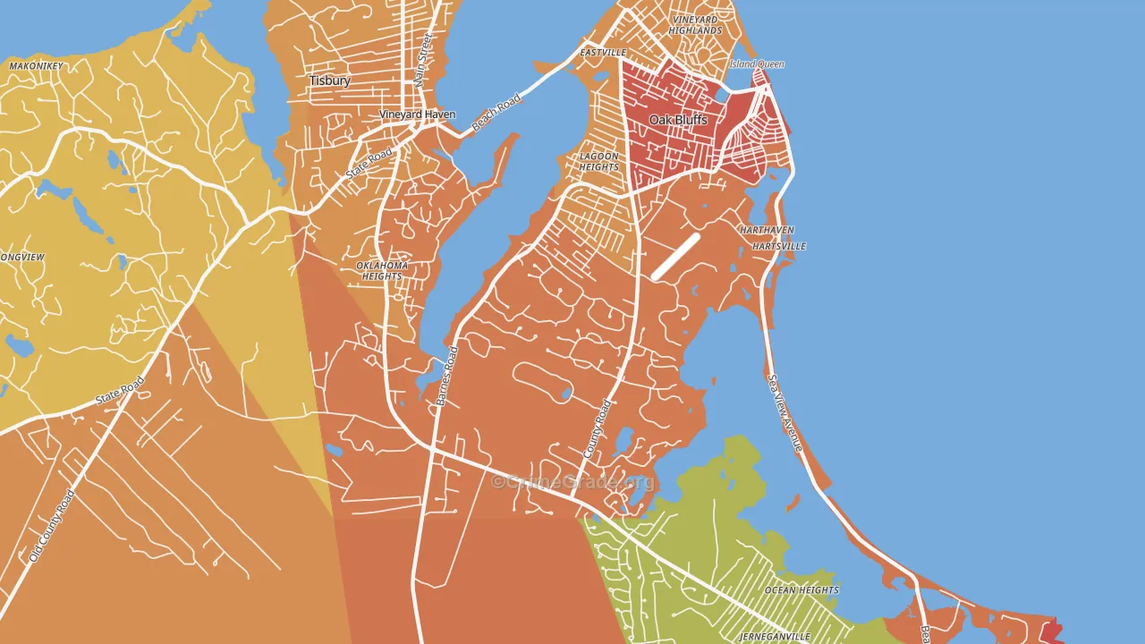 Oak Bluffs, MA Map of Murder Rates