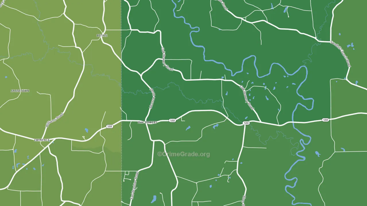 Oak Bowery, MS Map of Murder Rates