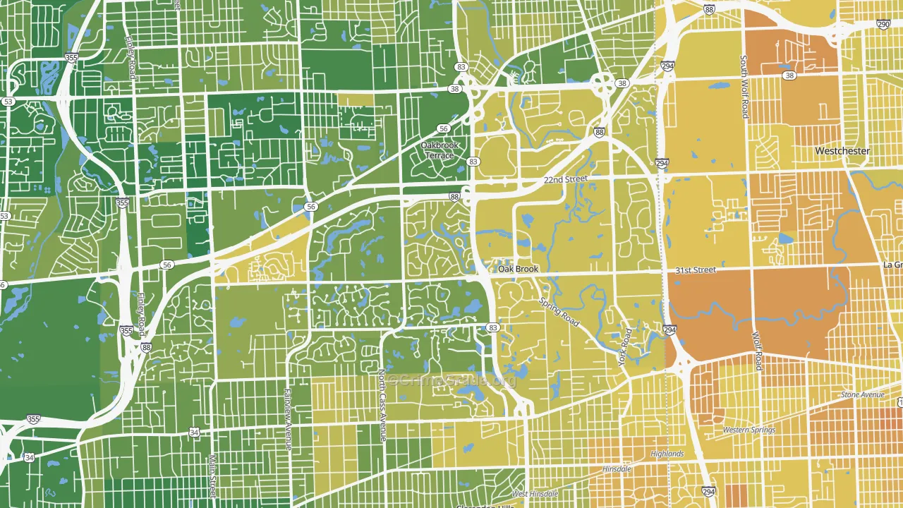 Oak Brook, IL Map of Murder Rates