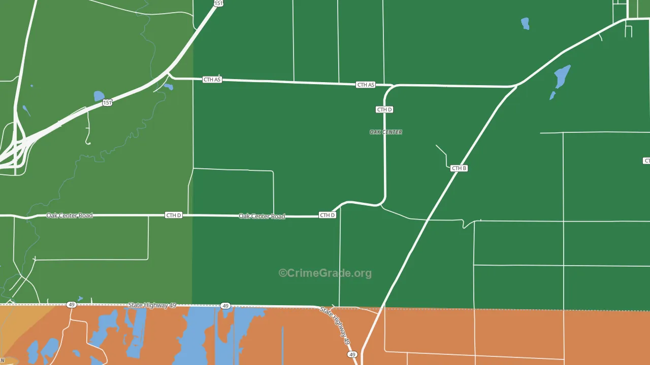 Oak Center, WI Map of Murder Rates