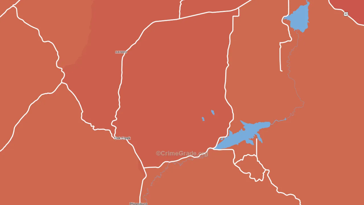 Oak Creek, CO Map of Murder Rates