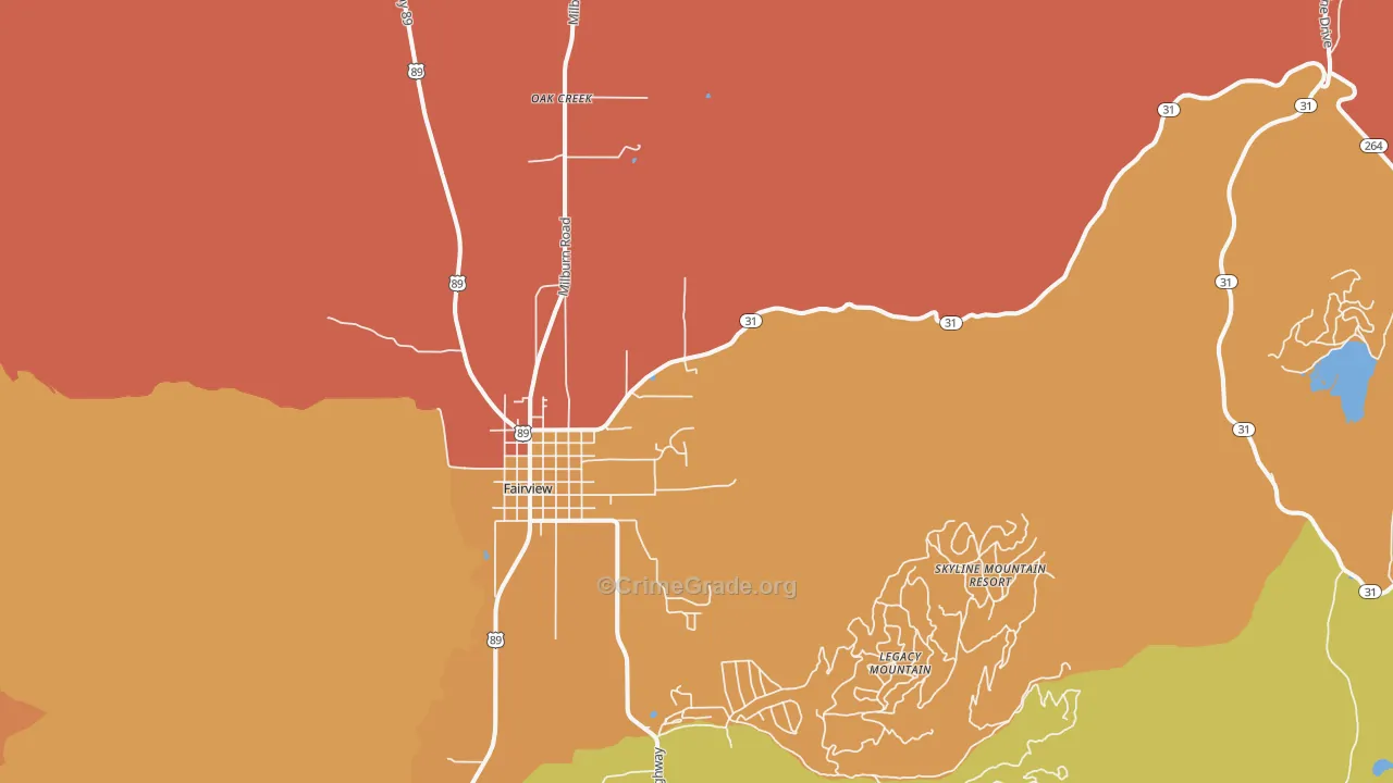 Oak Creek, UT Map of Murder Rates