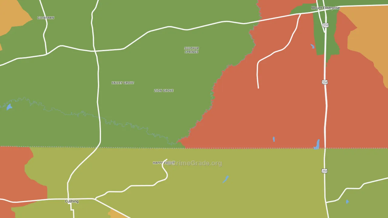 Oak Flat, TX Map of Murder Rates