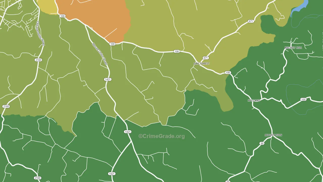 Oak Forest, KY Map of Murder Rates