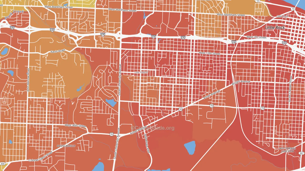 Oak Forest, Little Rock, AR Map of Murder Rates