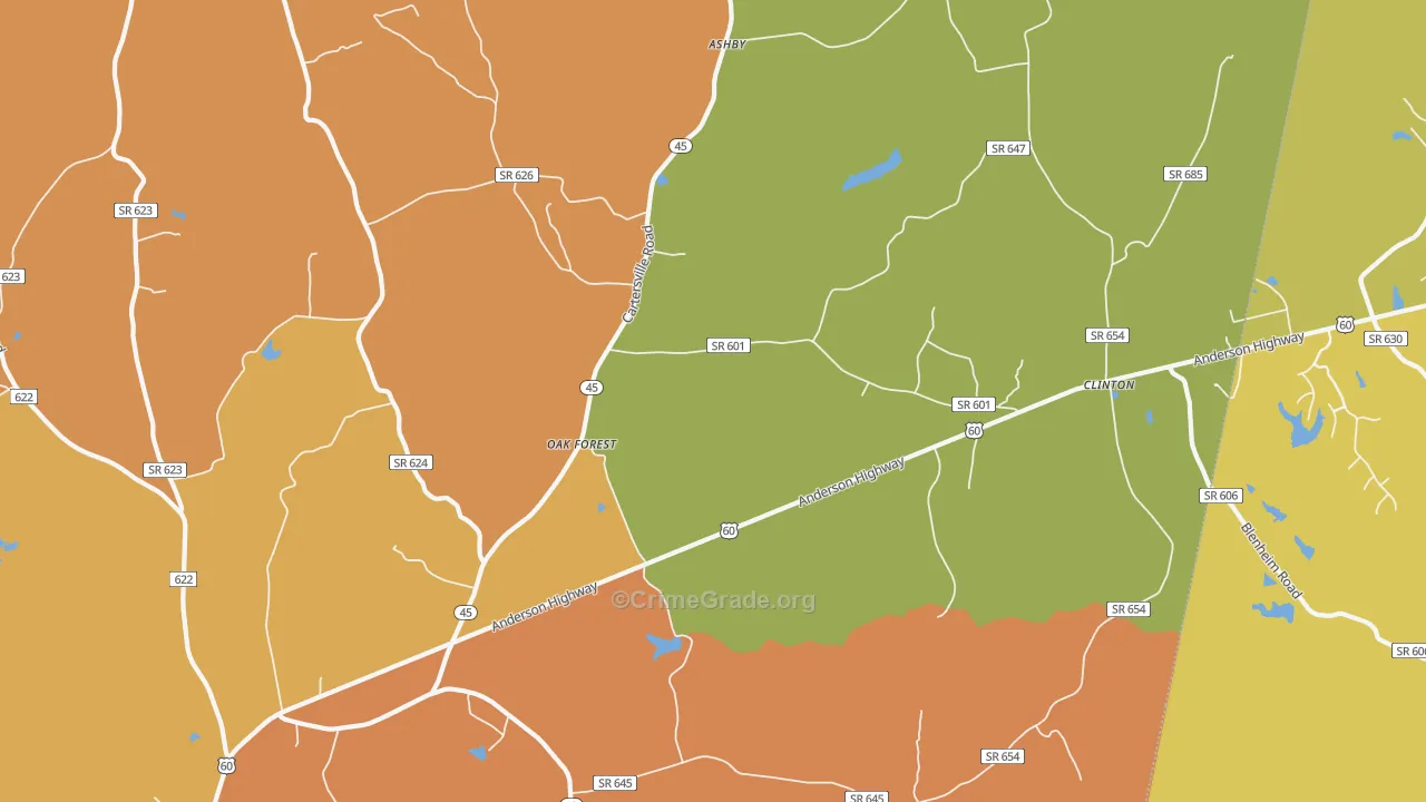 Oak Forest, VA Map of Murder Rates
