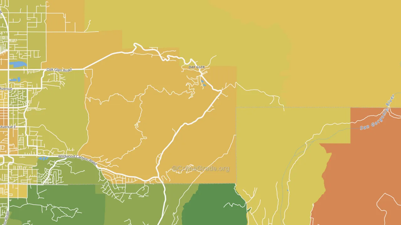 Oak Glen, CA Map of Murder Rates