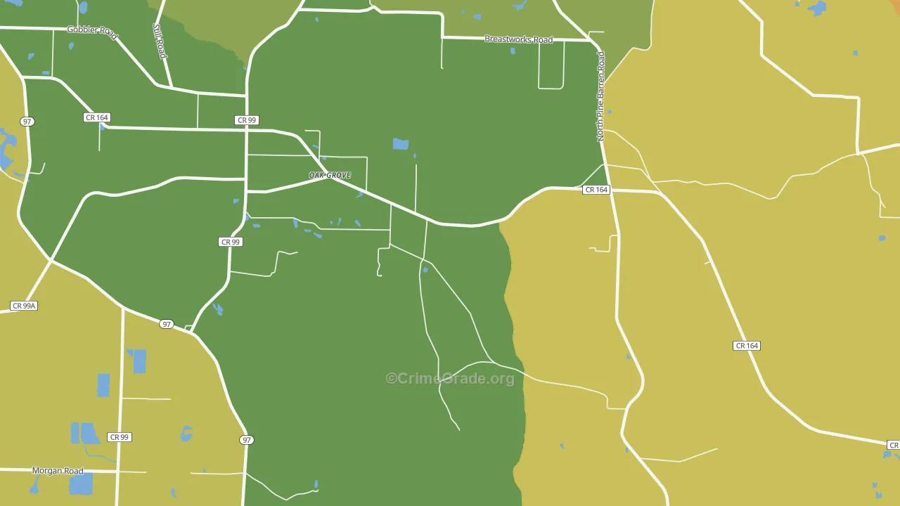 Oak Grove, FL Map of Murder Rates