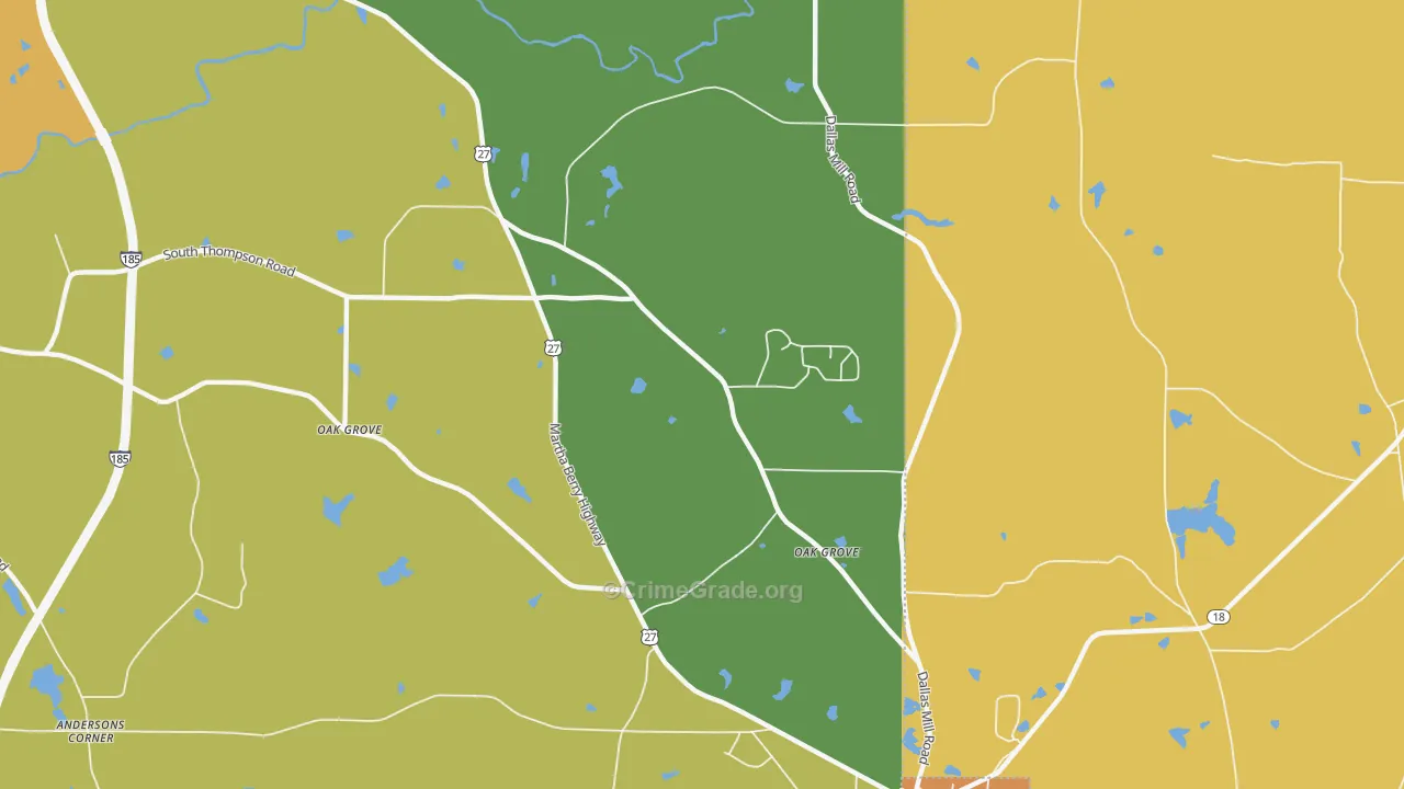 Oak Grove, GA Map of Murder Rates