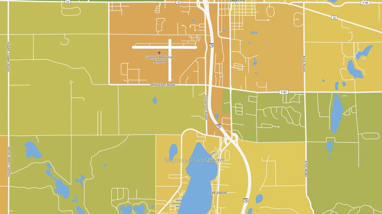 Oak Grove, MI Map of Murder Rates