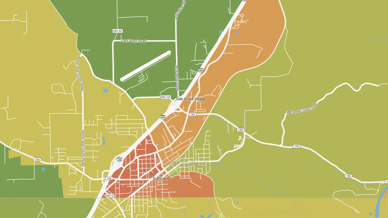 Oak Grove Village, MO Map of Murder Rates