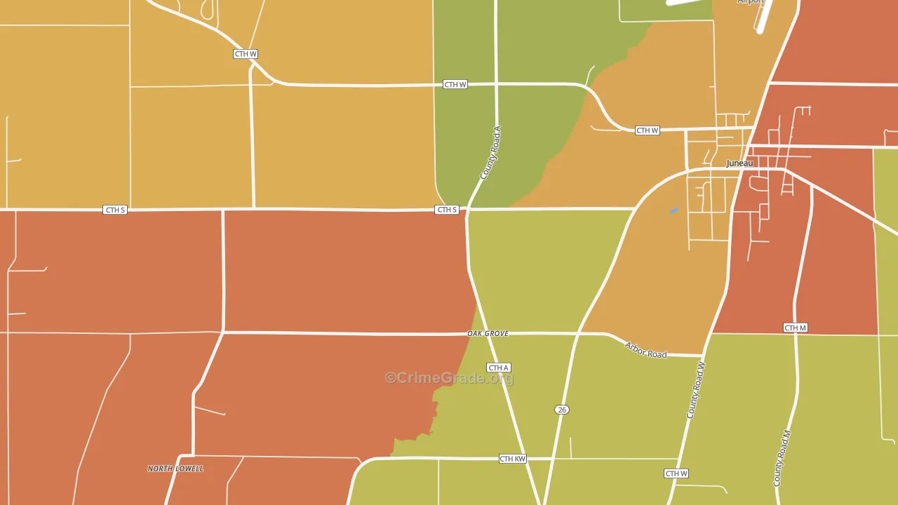 Oak Grove, WI Map of Murder Rates