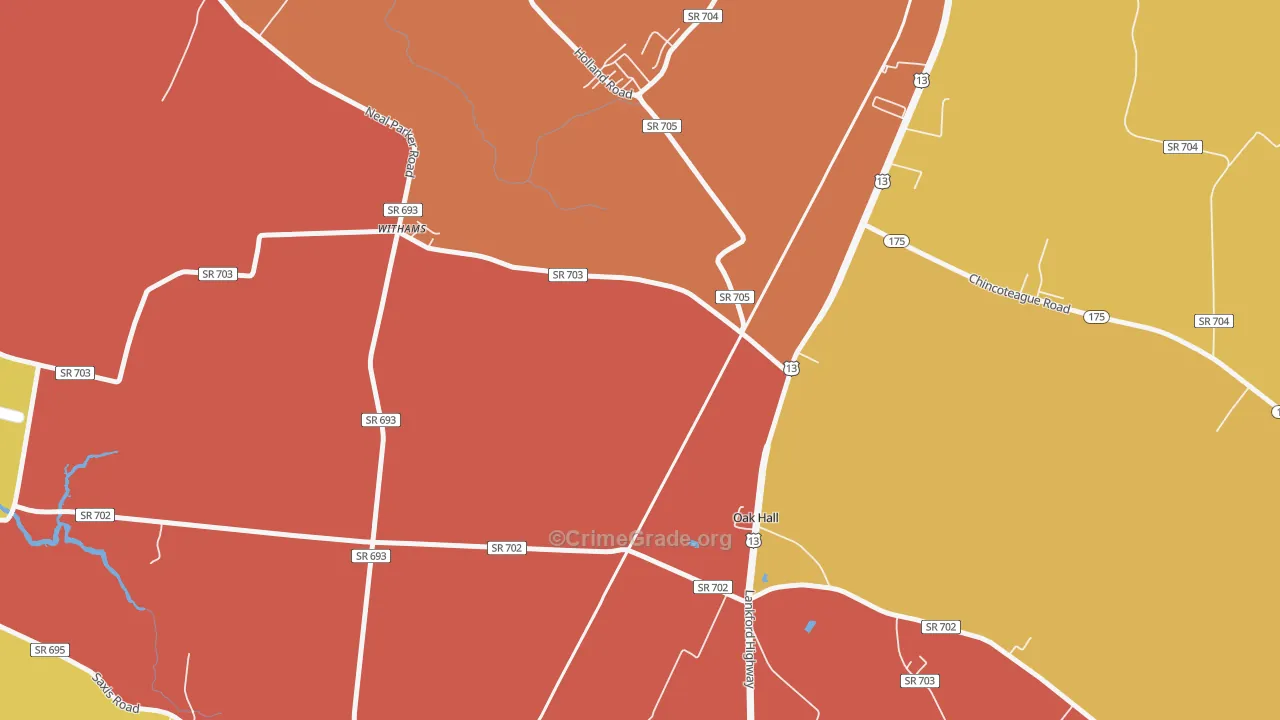 Oak Hall, VA Map of Murder Rates