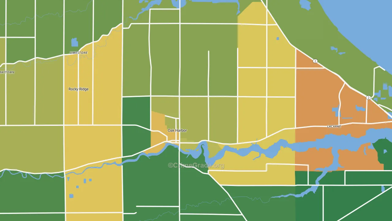 Oak Harbor, OH Map of Murder Rates