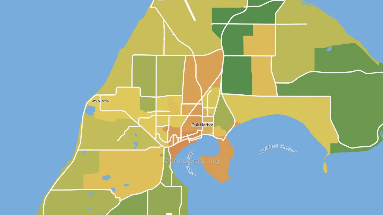 Oak Harbor, WA Map of Murder Rates