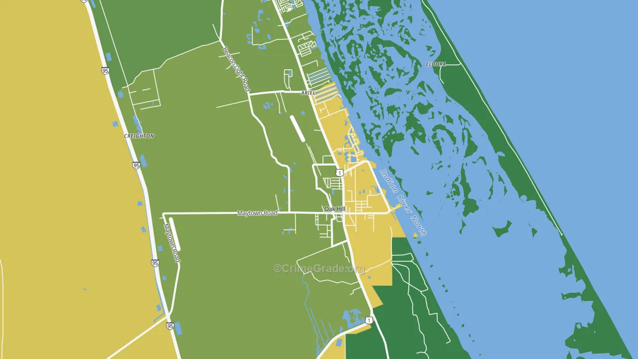 Oak Hill, FL Map of Murder Rates