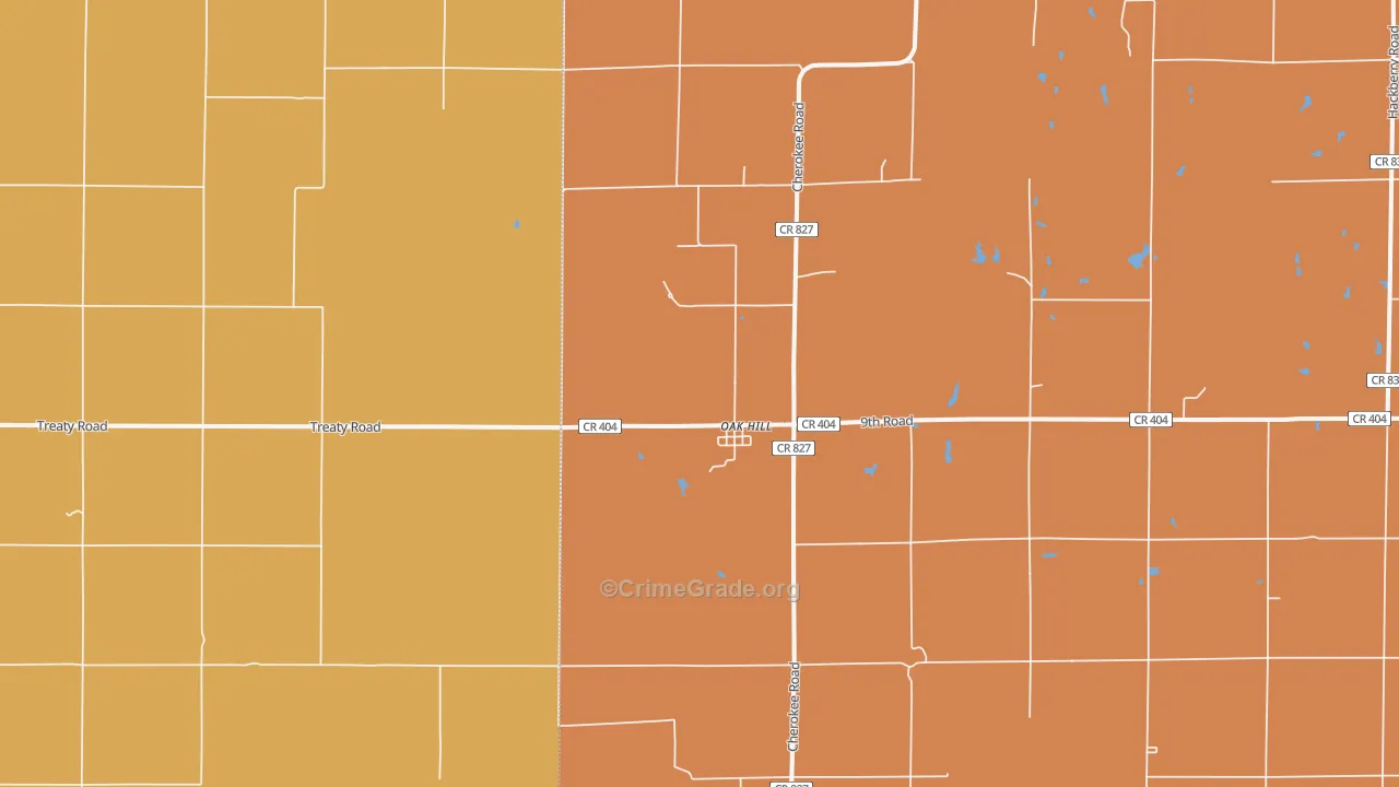 Oak Hill, KS Map of Murder Rates