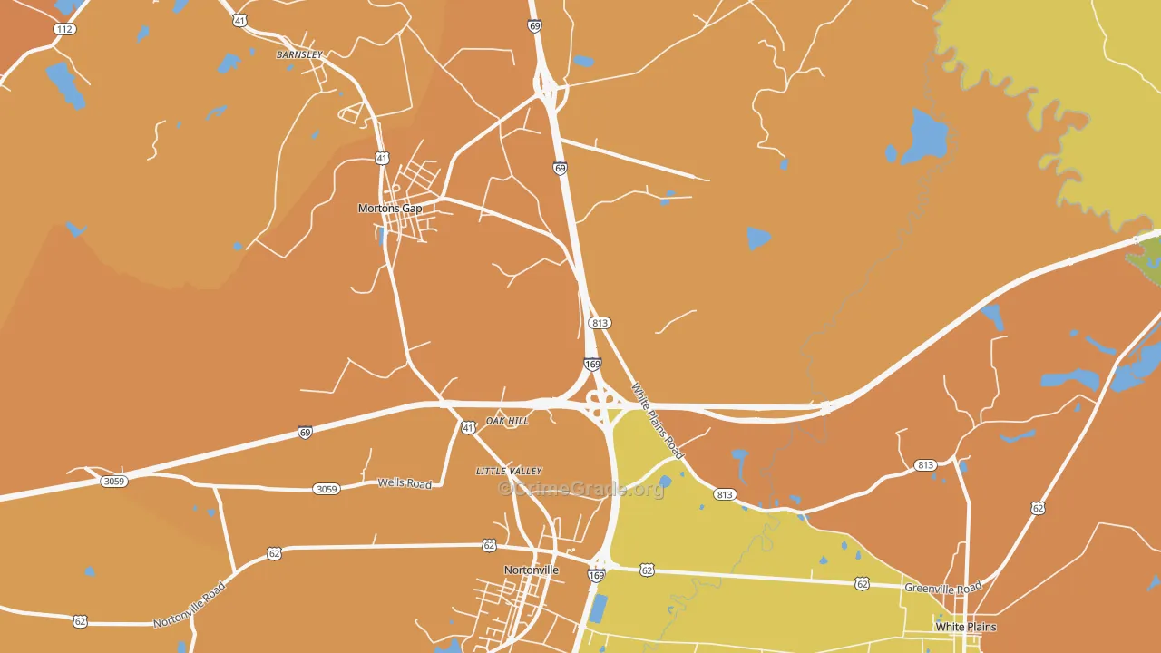 Oak Hill, KY Map of Murder Rates