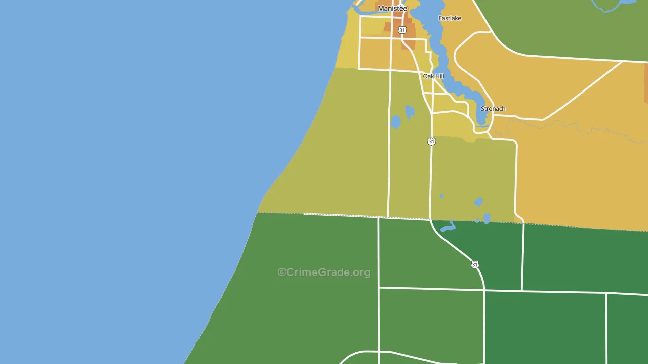 Oak Hill, MI Map of Murder Rates