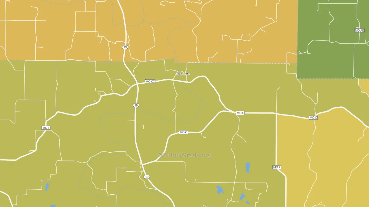 Oak Hill, MO Map of Murder Rates