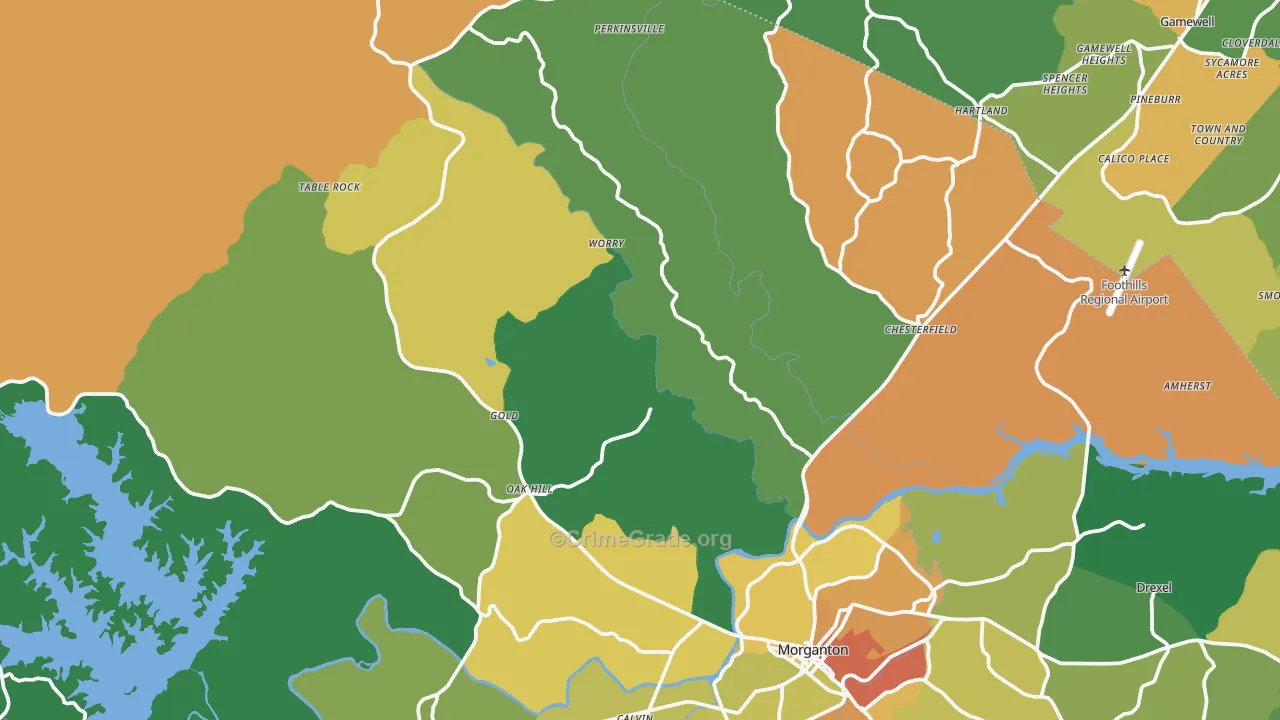 Oak Hill, NC Map of Murder Rates