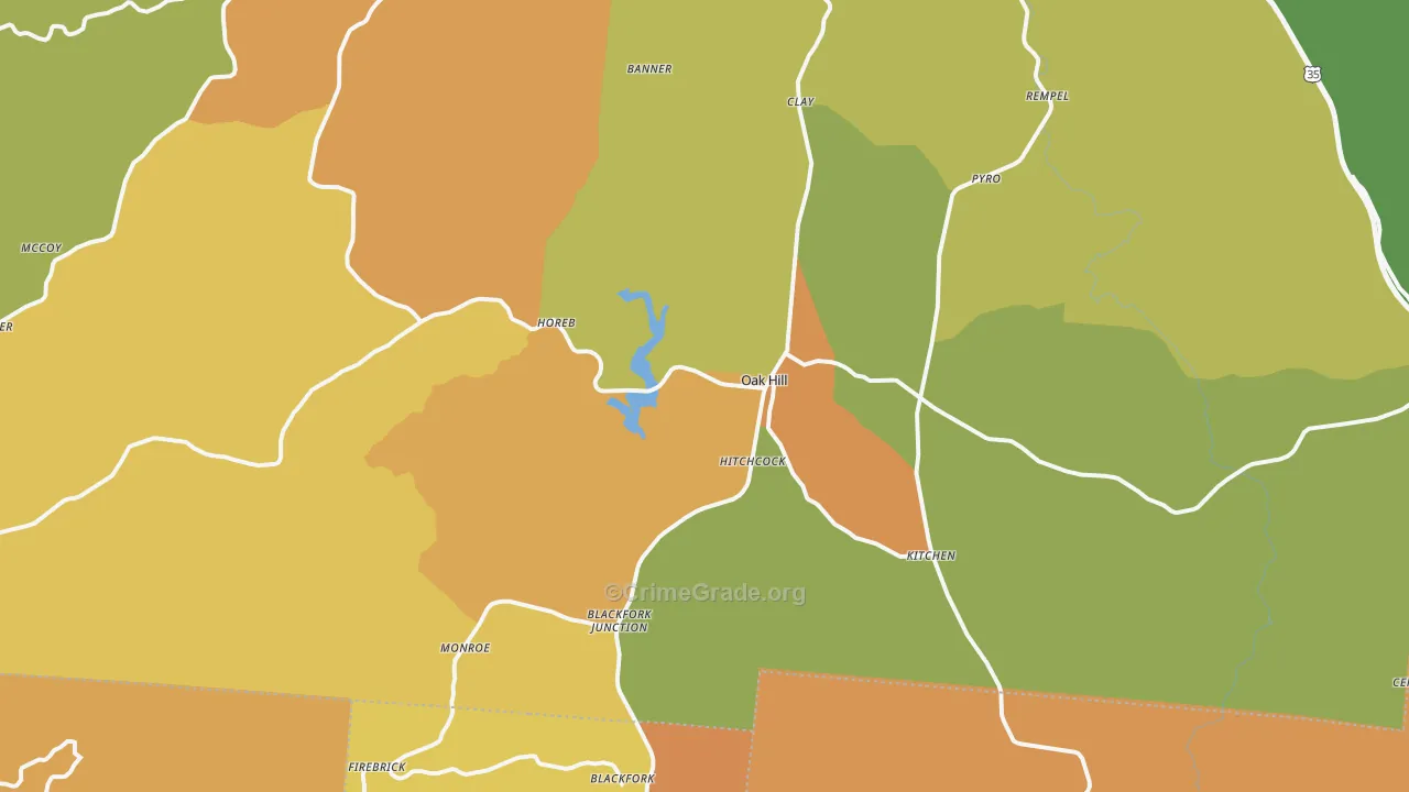 Oak Hill, OH Map of Murder Rates