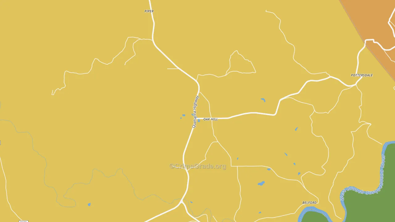 Oak Hill, PA Map of Murder Rates