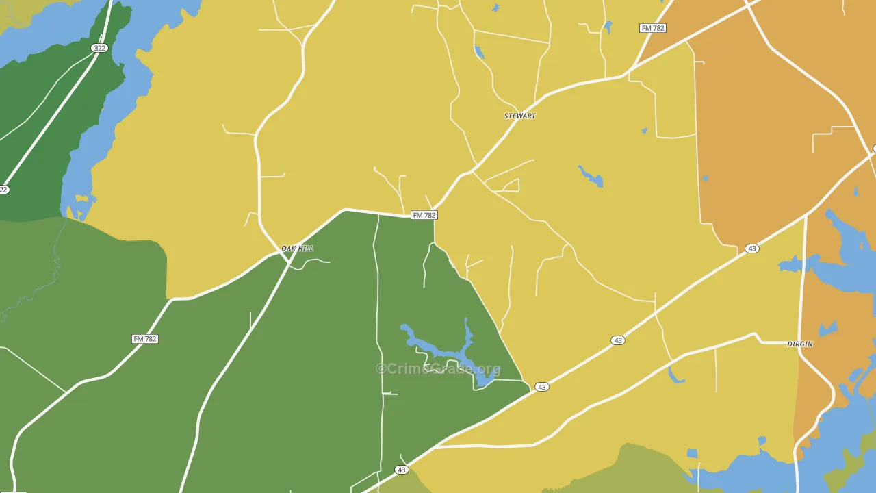 Oak Hill, TX Map of Murder Rates