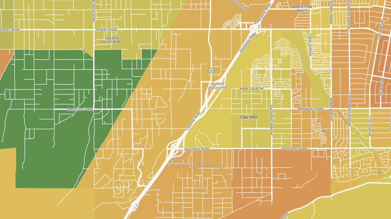 Oak Hills, CA Map of Murder Rates