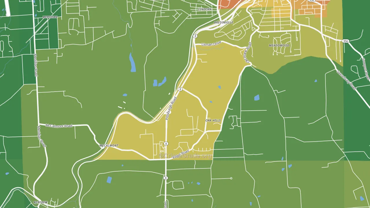 Oak Hills, PA Map of Murder Rates