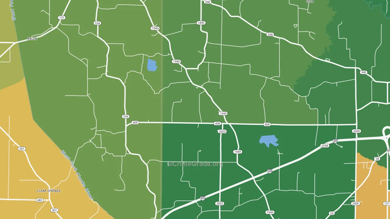 Oak Level, KY Map of Murder Rates