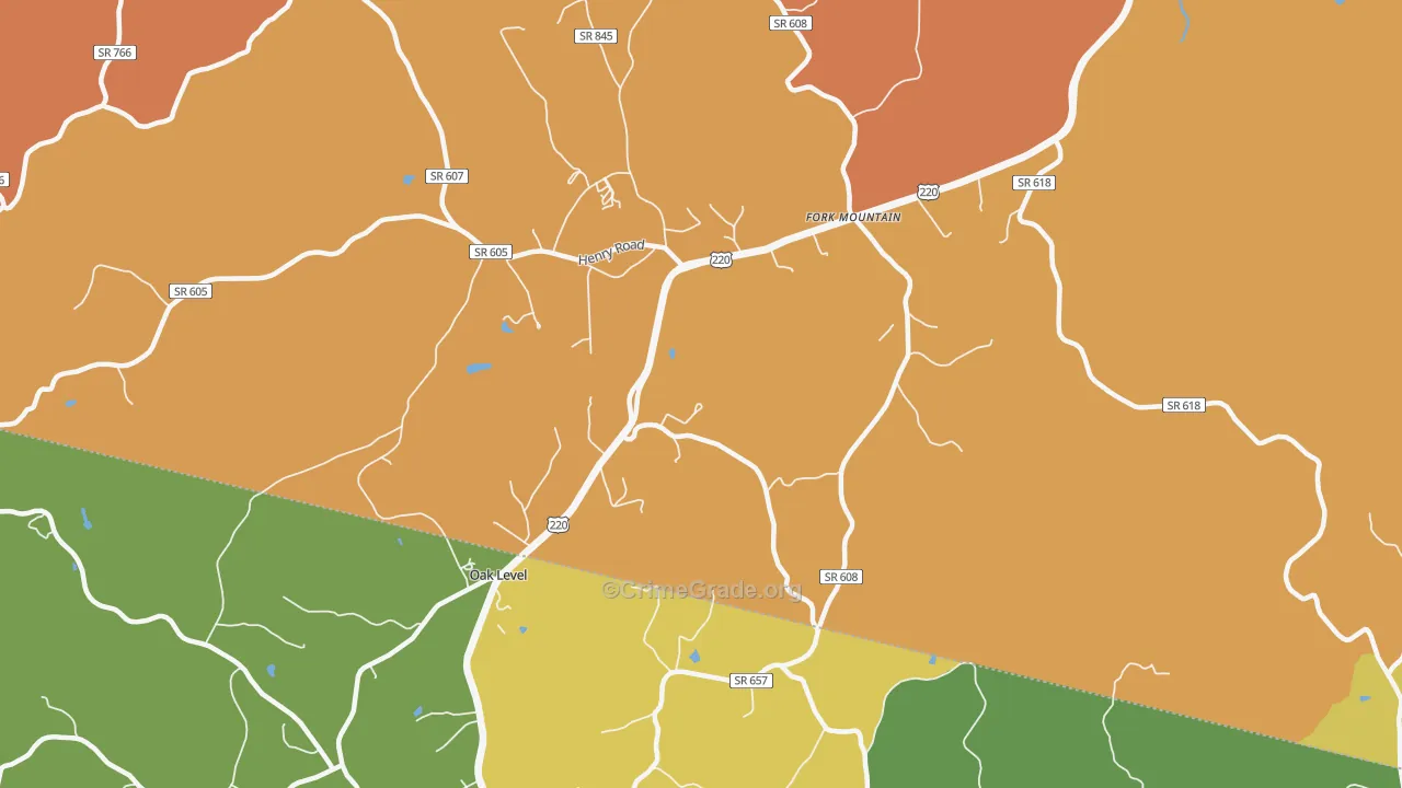 Oak Level, VA Map of Murder Rates